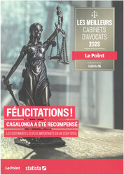 Avril 2023 - LE POINT - Palmarès 2023 des meilleurs cabinets d'avocats français