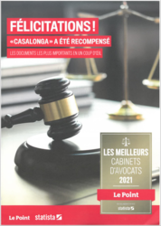 Avril 2021 - LE POINT - Palmarès 2021 des meilleurs cabinets d'avocats français