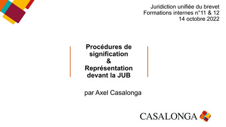 11e & 12e formations internes sur la JUB : Procédures de signification & Représentation devant la JUB
