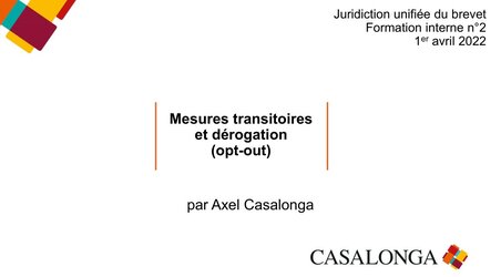 2nd internal training on UPC: transitional measures and opt-out