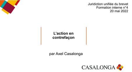 4e formation interne sur la JUB : l'action en contrefaçon